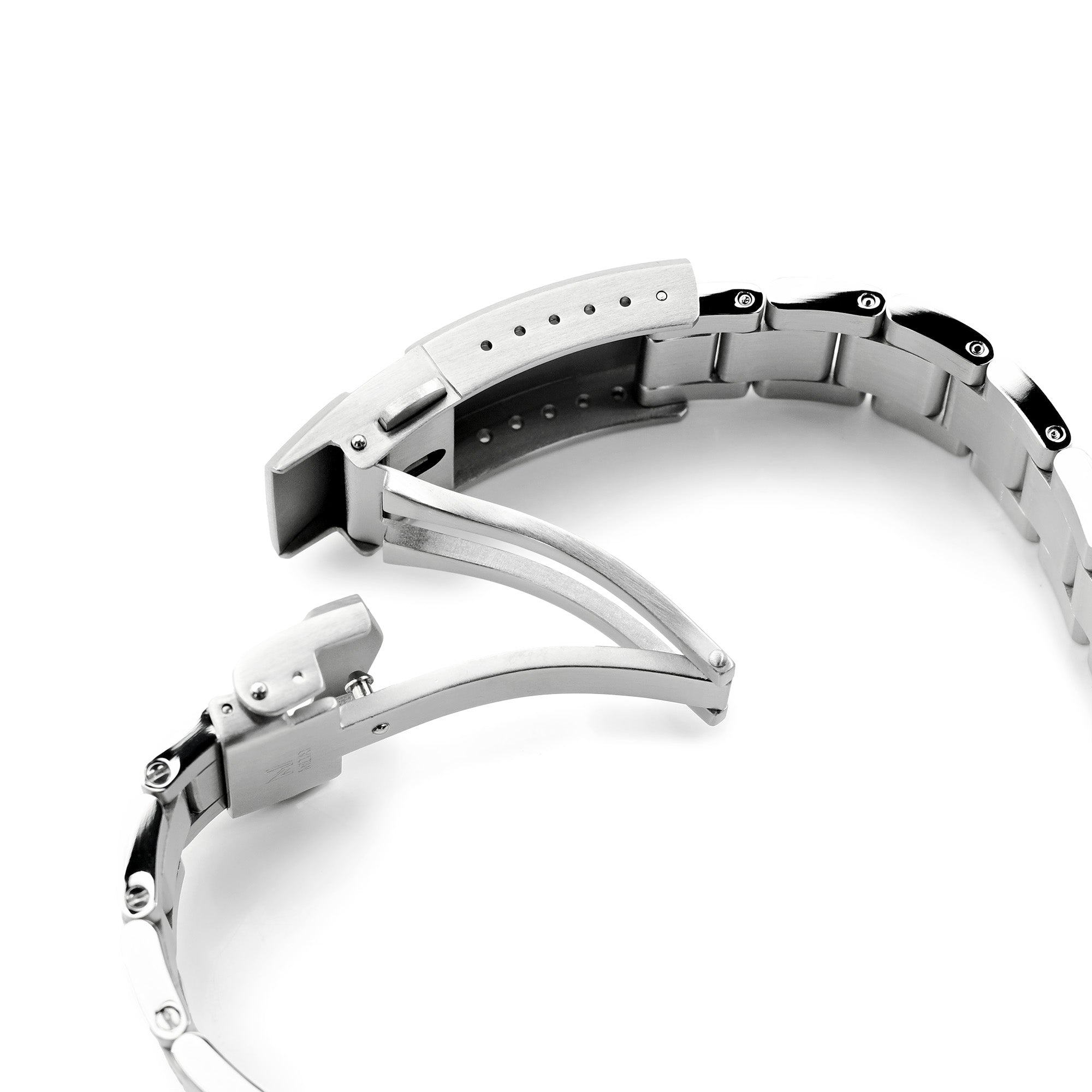 20mm スーパーボイヤー腕時計バンド ストレートエンド、316L ステンレススチール ブラッシュ仕上げVクラスプ