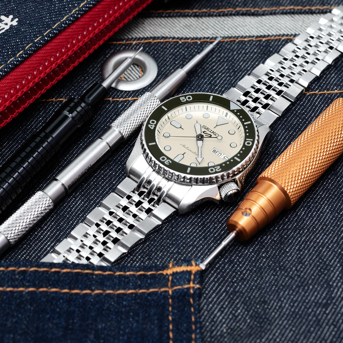 Pulsera de acero inoxidable Asteroid 20mm para Seiko 5 Sports 38mm SRPK29 SRPK31 SRPK33 SRPM07