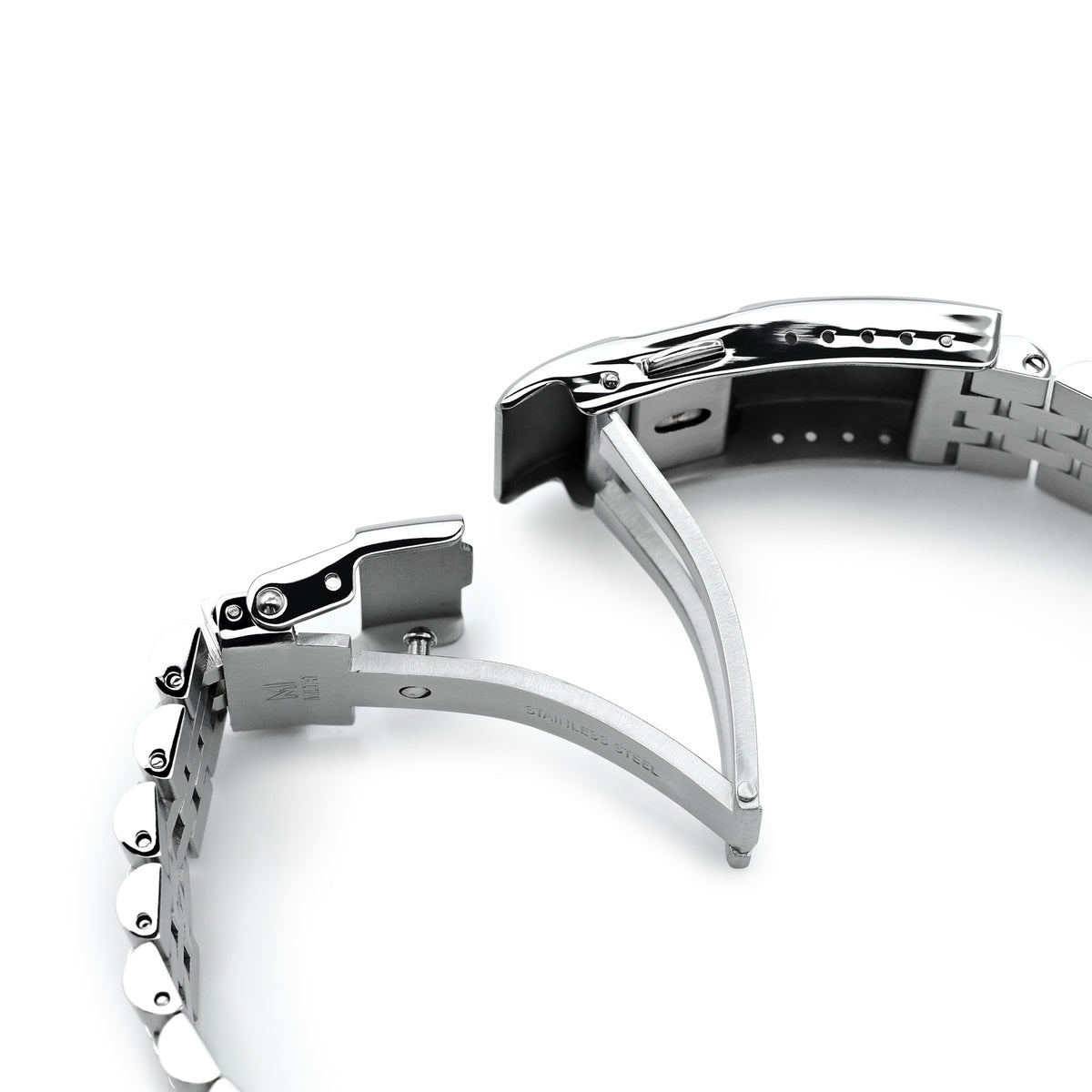 Cinturino Super-JUB II 20mm per Orient Mako 40, Acciaio Inossidabile 316L Satinato, Chiusura Diver Baton