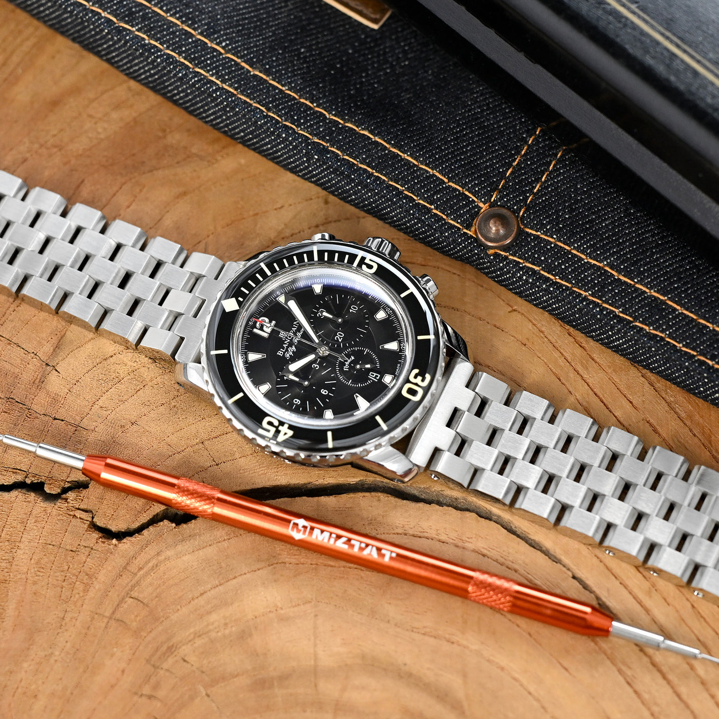 19mm Super Engineer II Stainless Steel Straight End Watch Band | Strapcode