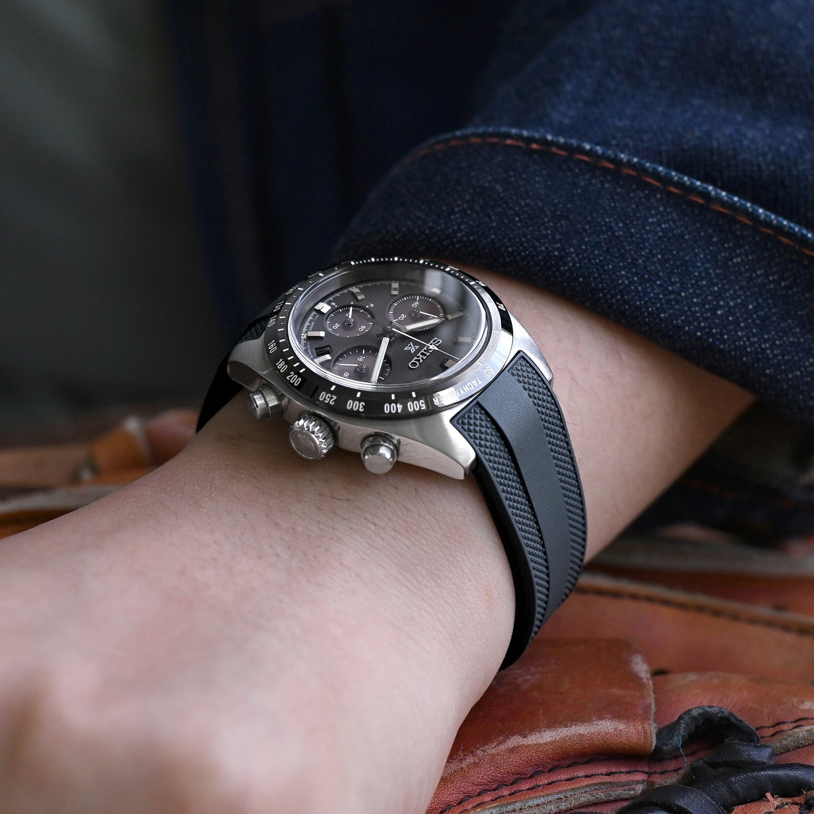 StrapXPro - Grey SMX03A Rubber Strap compatible with Seiko Speedtimer SSC813 Series Strapcode watch bands