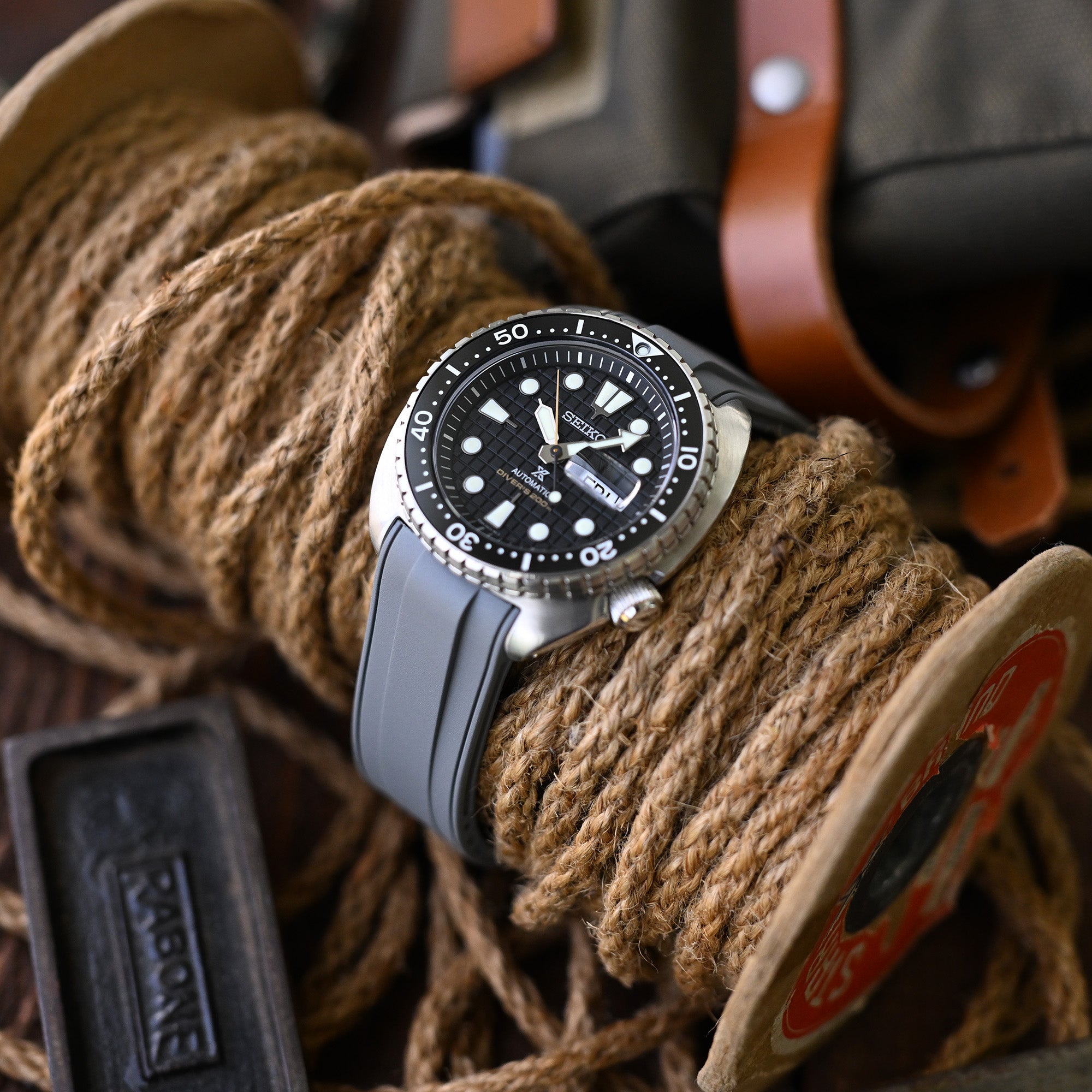 StrapXPro STX1A Rubber Strap for Seiko Prospex New Turtles SRP777 and King Turtles SRPF77, Grey