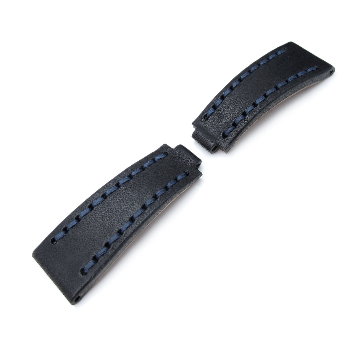 20mm MiLTAT RX Collection Watch Strap NERO Black Genuine Calf Navy Blue St. Tailor-made for RX SUB & EXP Strapcode Watch Bands