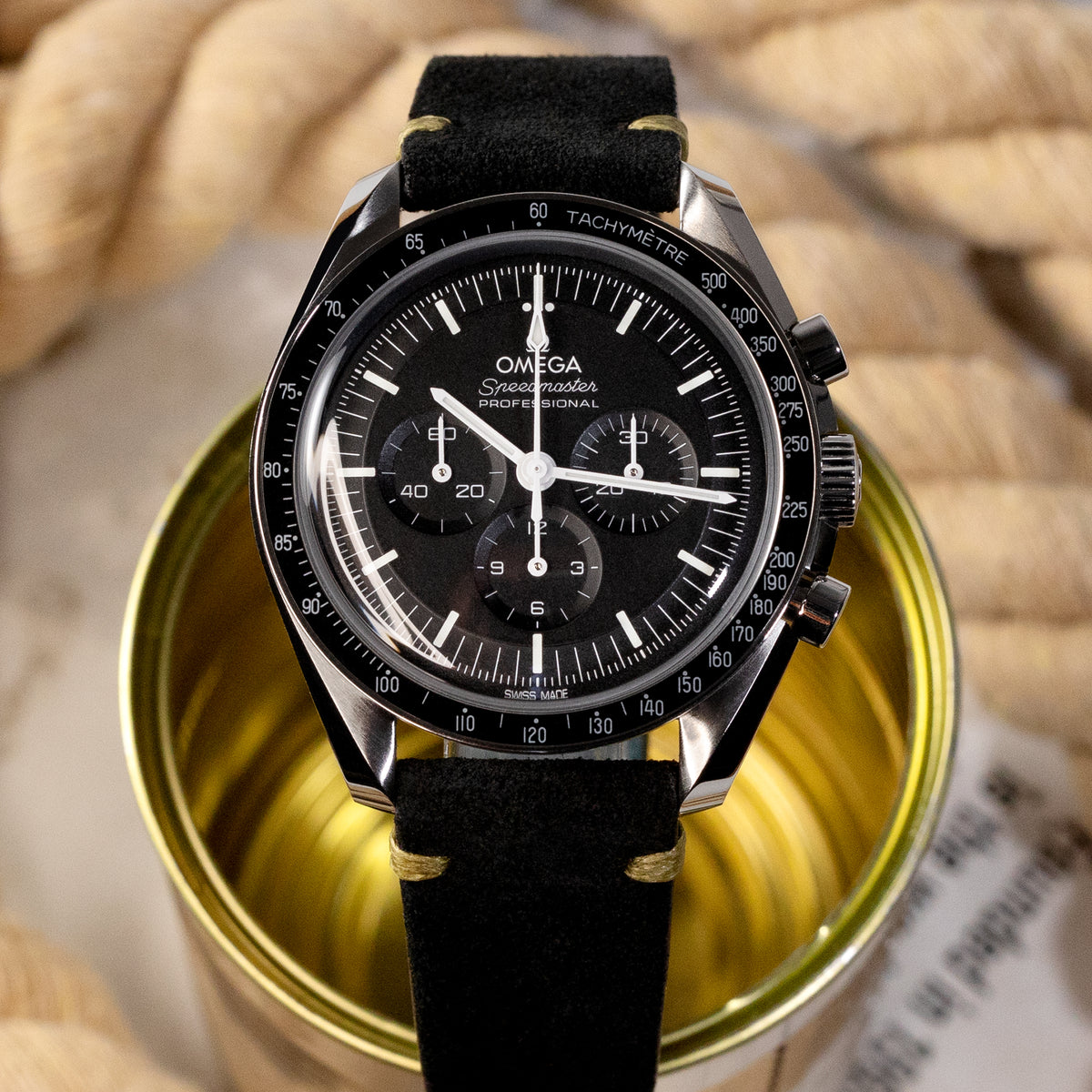 20mm Black Quick Release Italian Suede Leather Watch Bands
