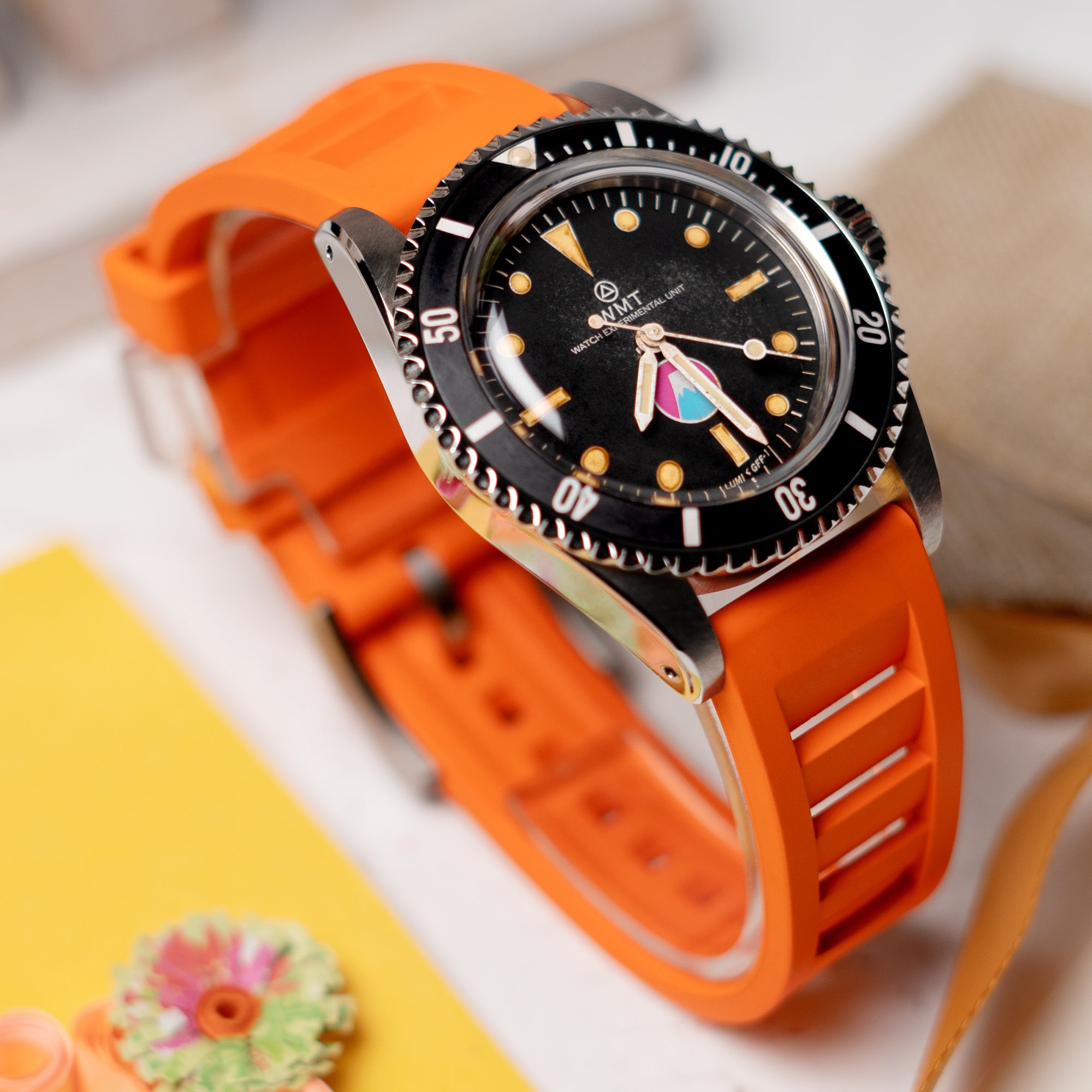 Orange RM Vented FKM Quick Release Rubber Watch Strap, 20mm