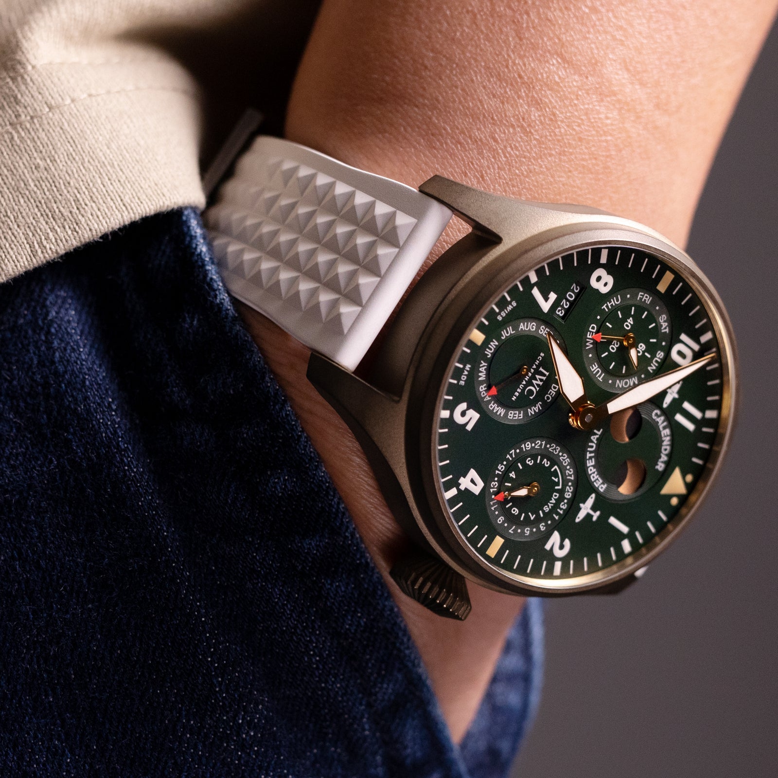 Bracelet de montre en caoutchouc FKM blanc Chaffle, 20mm ou 22mm