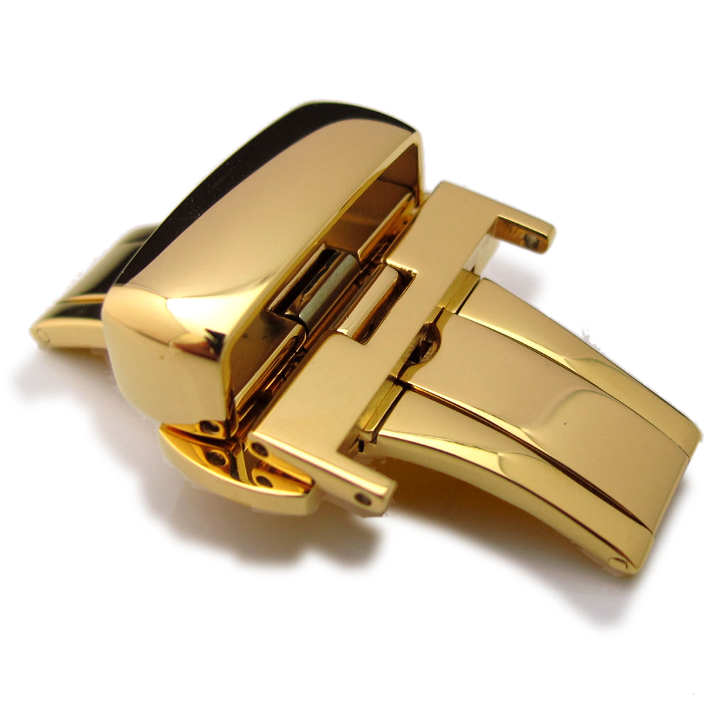 20mm, 22mm, 24mm Deployment Buckle / Clasp, Gold Plated Stainless Steel for  Leather Strap