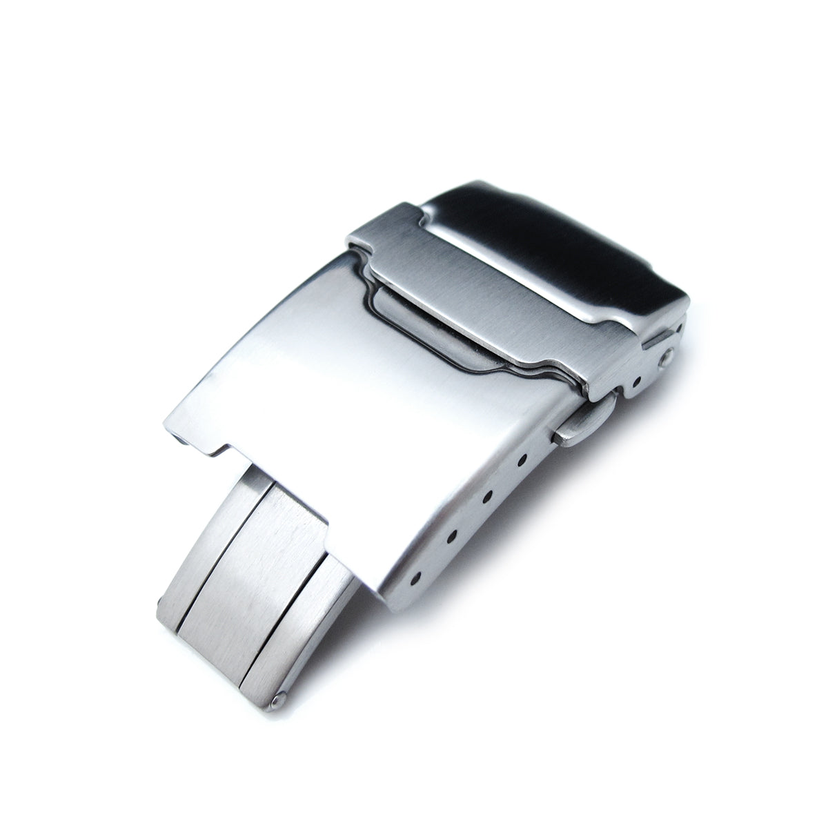 20mm Brushed Stainless Steel Push Button Diver Clasp for Watch Band 4 adjust holes and improved Flip-Lock Strapcode Buckles