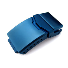 18mm 20mm or 22mm Stainless Steel Button Chamfer double locks Diver Clasp for Watch Band IP Blue Strapcode Buckles