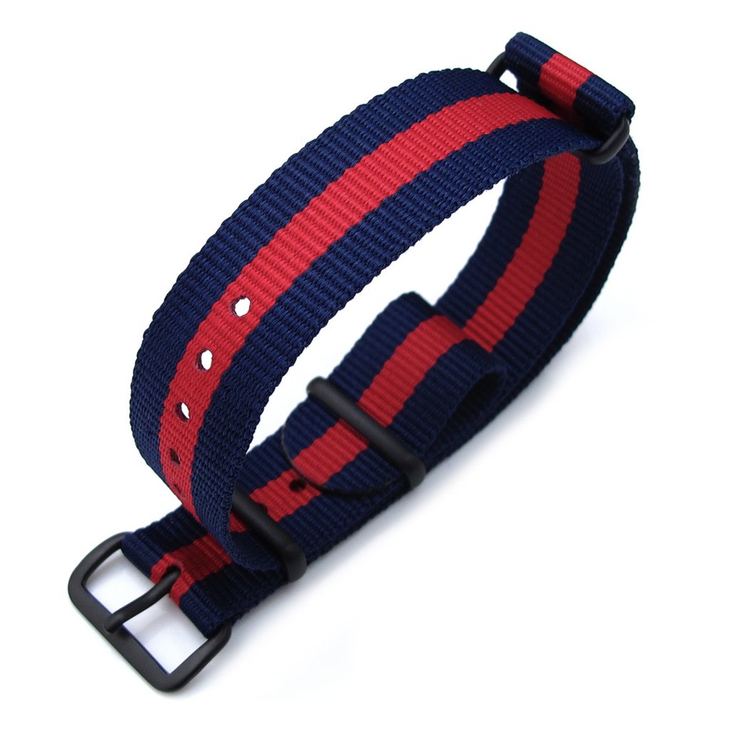 MiLTAT 18mm G10 military watch strap ballistic nylon armband PVD Dark Blue &amp; Red Stripes Strapcode Watch Bands