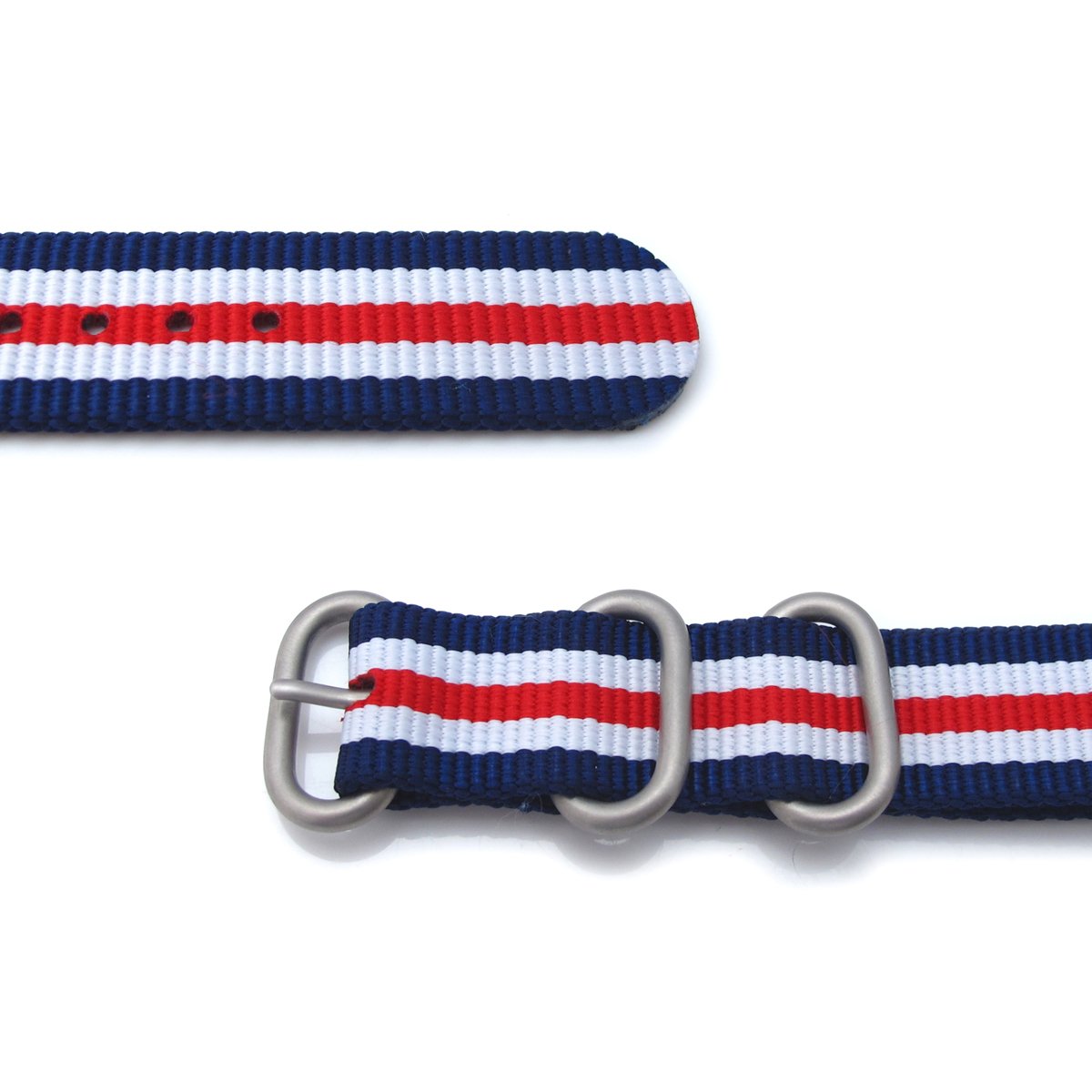 MiLTAT 20mm Zulu military watch strap ballistic nylon armband Brushed Blue White Red Strapcode Watch Bands