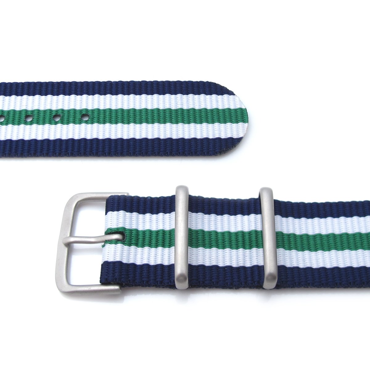MiLTAT 20mm G10 military watch strap ballistic nylon armband Brushed Blue White & Green Strapcode Watch Bands