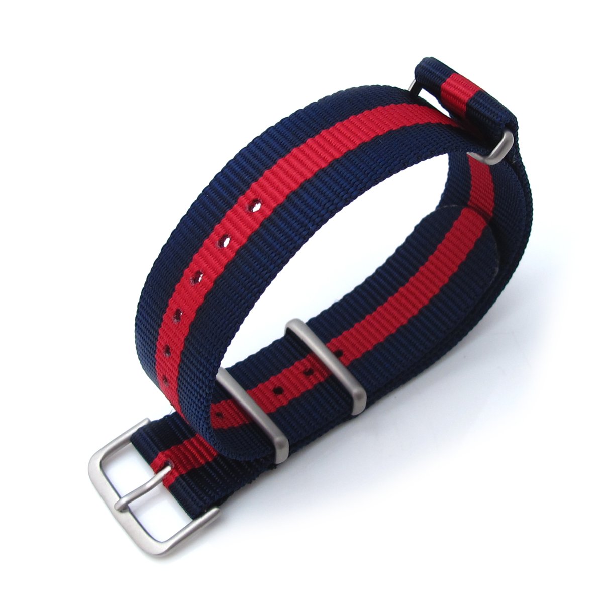 MiLTAT 20mm G10 military watch strap ballistic nylon armband Brushed Red & Blue Stripes Strapcode Watch Bands