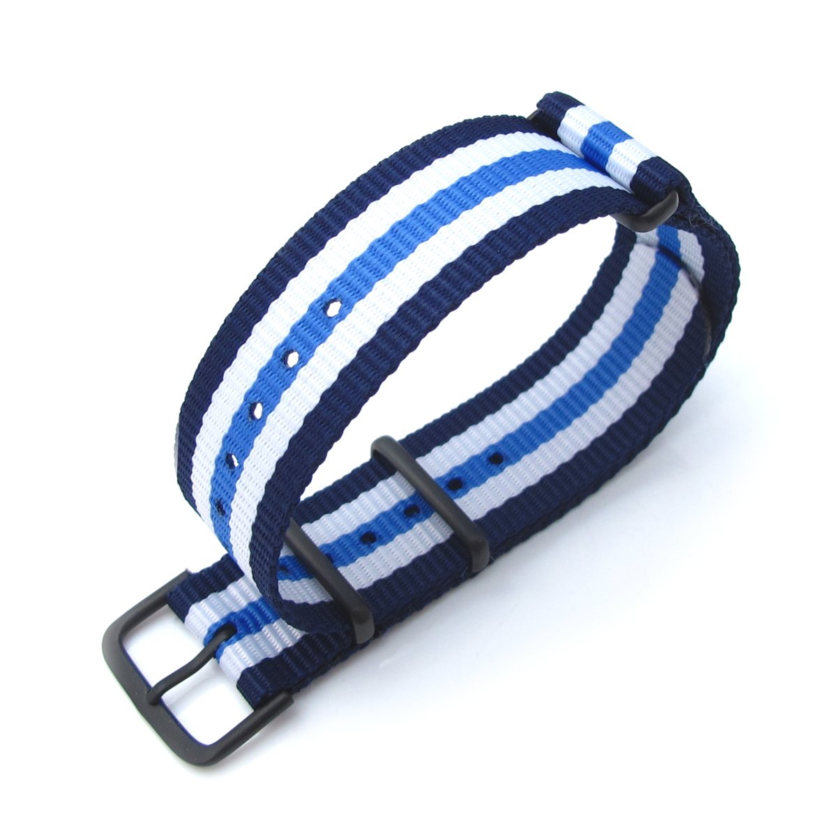 MiLTAT 20mm G10 military watch strap ballistic nylon armband PVD Blue &amp; White Stripes Strapcode Watch Bands