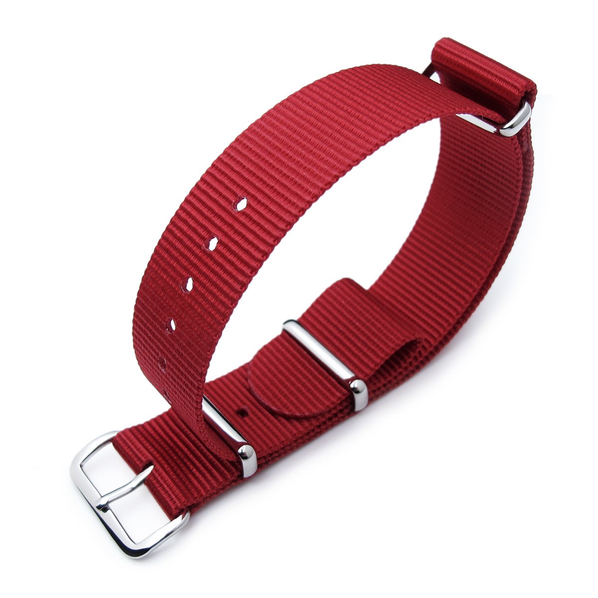 MiLTAT 18mm or 20mm G10 Military Watch Strap Ballistic Nylon Armband Polished Red Strapcode Watch Bands