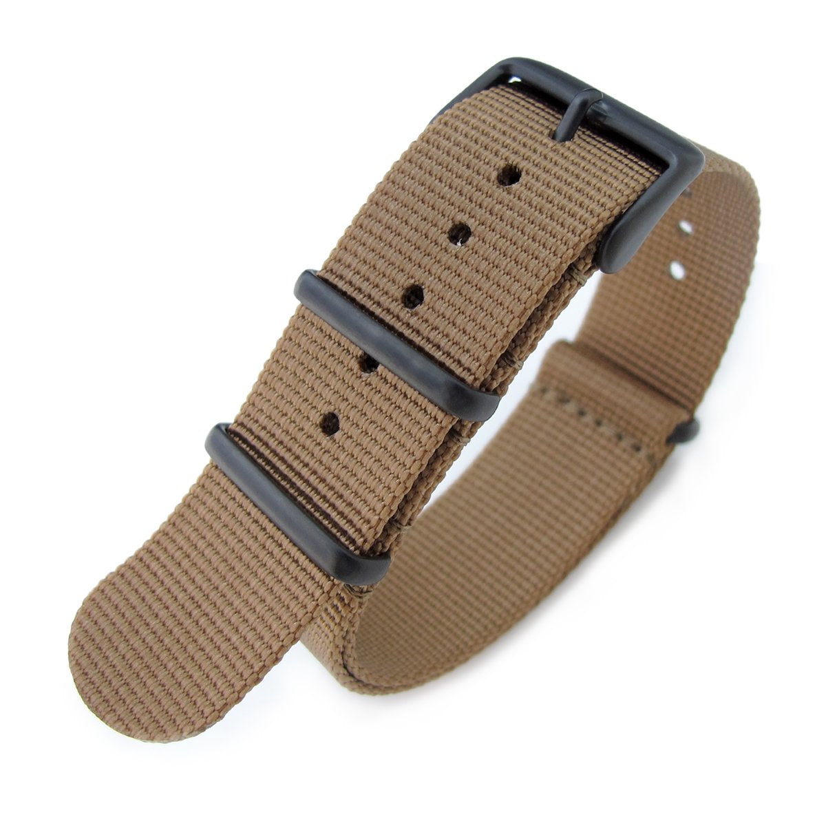 NATO 20mm G10 Military Watch Band Nylon Strap Brown PVD Black 260mm Strapcode Watch Bands