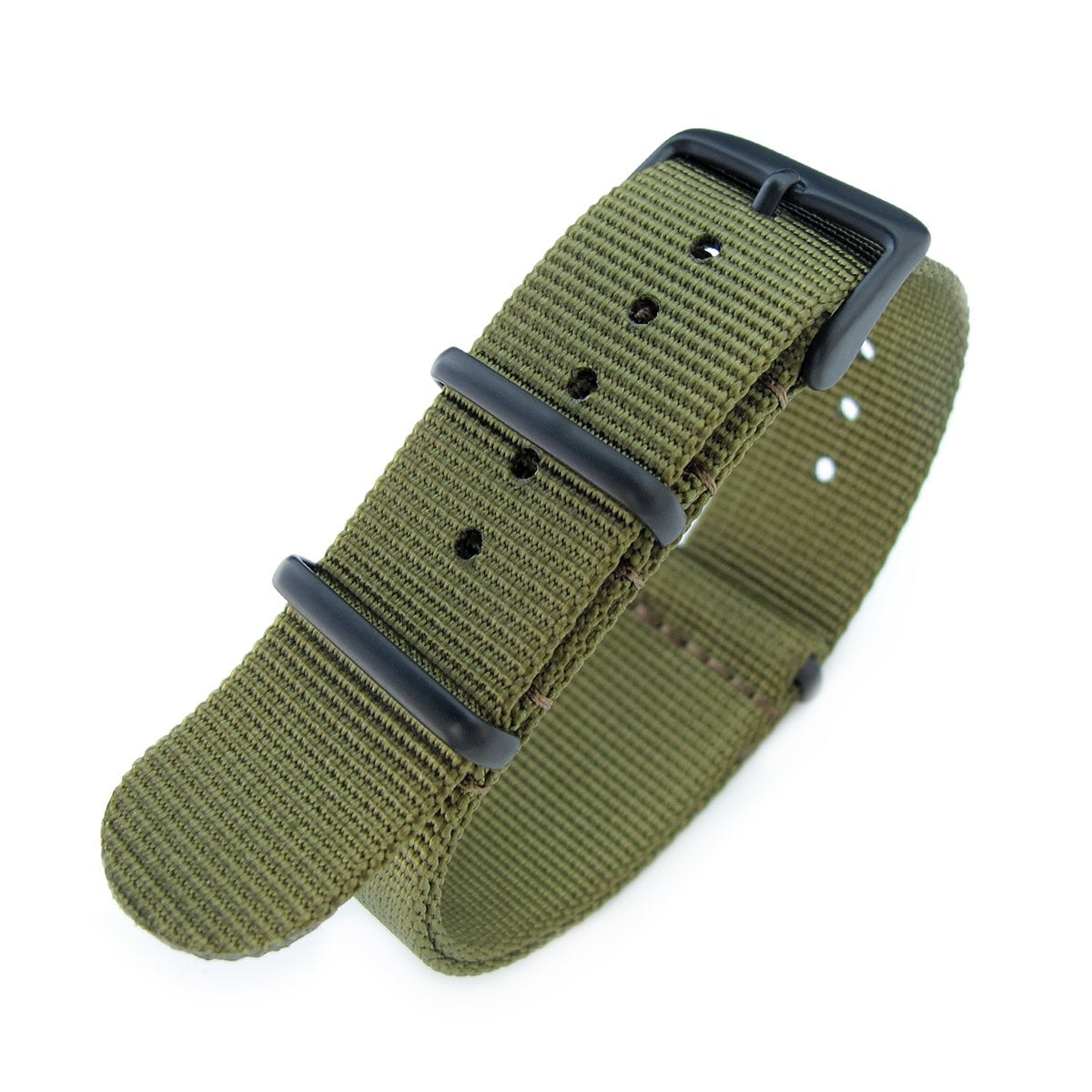 NATO 20mm G10 Military Watch Band Nylon Strap Military Green PVD Black 260mm Strapcode Watch Bands