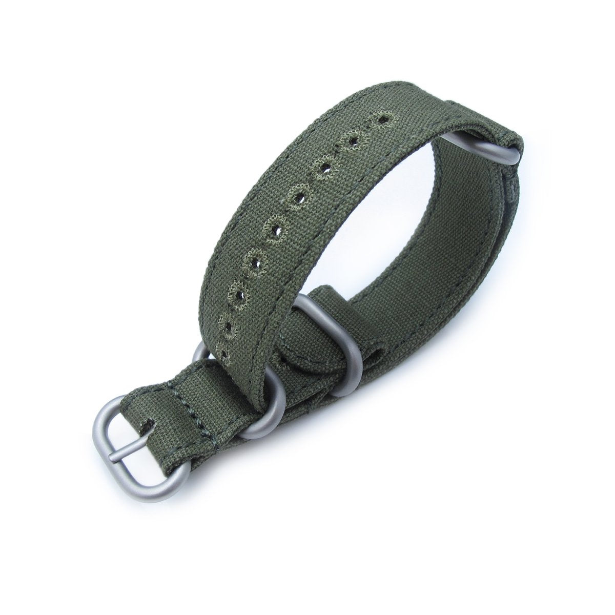 20mm MiLTAT Canvas G10 military watch strap, military color with lockstitch  round hole, Forest Green