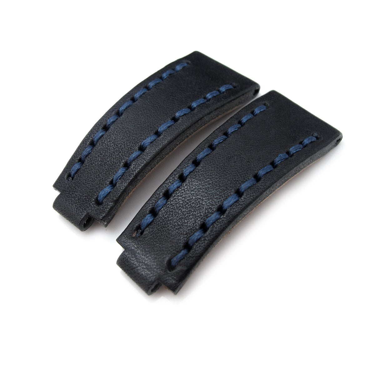 20mm MiLTAT RX Collection Watch Strap NERO Black Genuine Calf Navy Blue St. Tailor-made for RX SUB &amp; EXP Strapcode Watch Bands