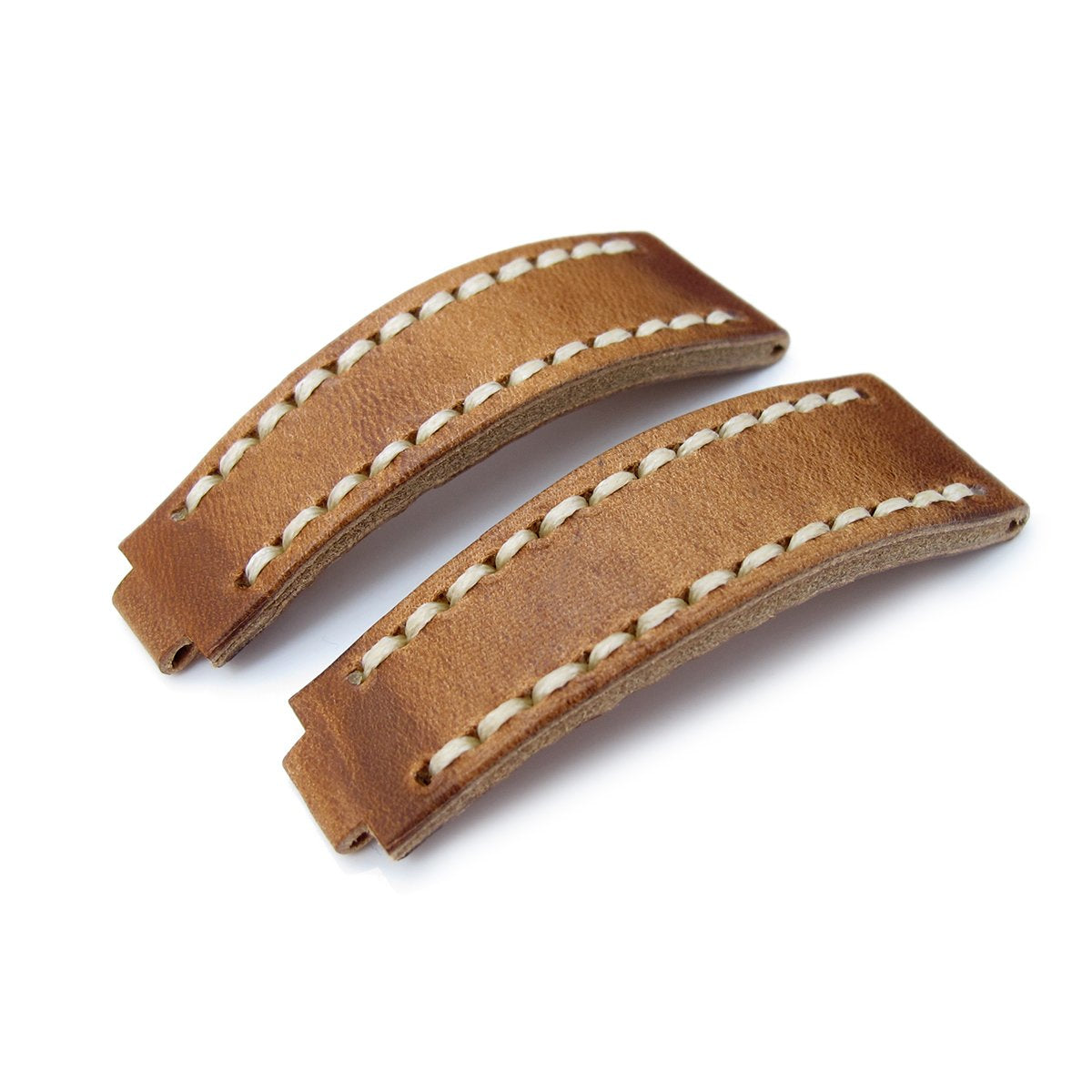 20mm MiLTAT RX Collection &#39;X&#39; Watch Strap Matte Brown Pull Up Leather Beige St. Tailor-made for RX SUB &amp; EXP Strapcode Watch Bands