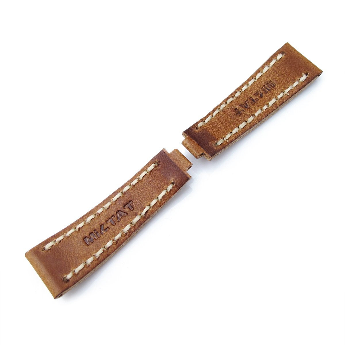 20mm MiLTAT RX Collection &#39;X&#39; Watch Strap Matte Brown Pull Up Leather Beige St. Tailor-made for RX SUB &amp; EXP Strapcode Watch Bands