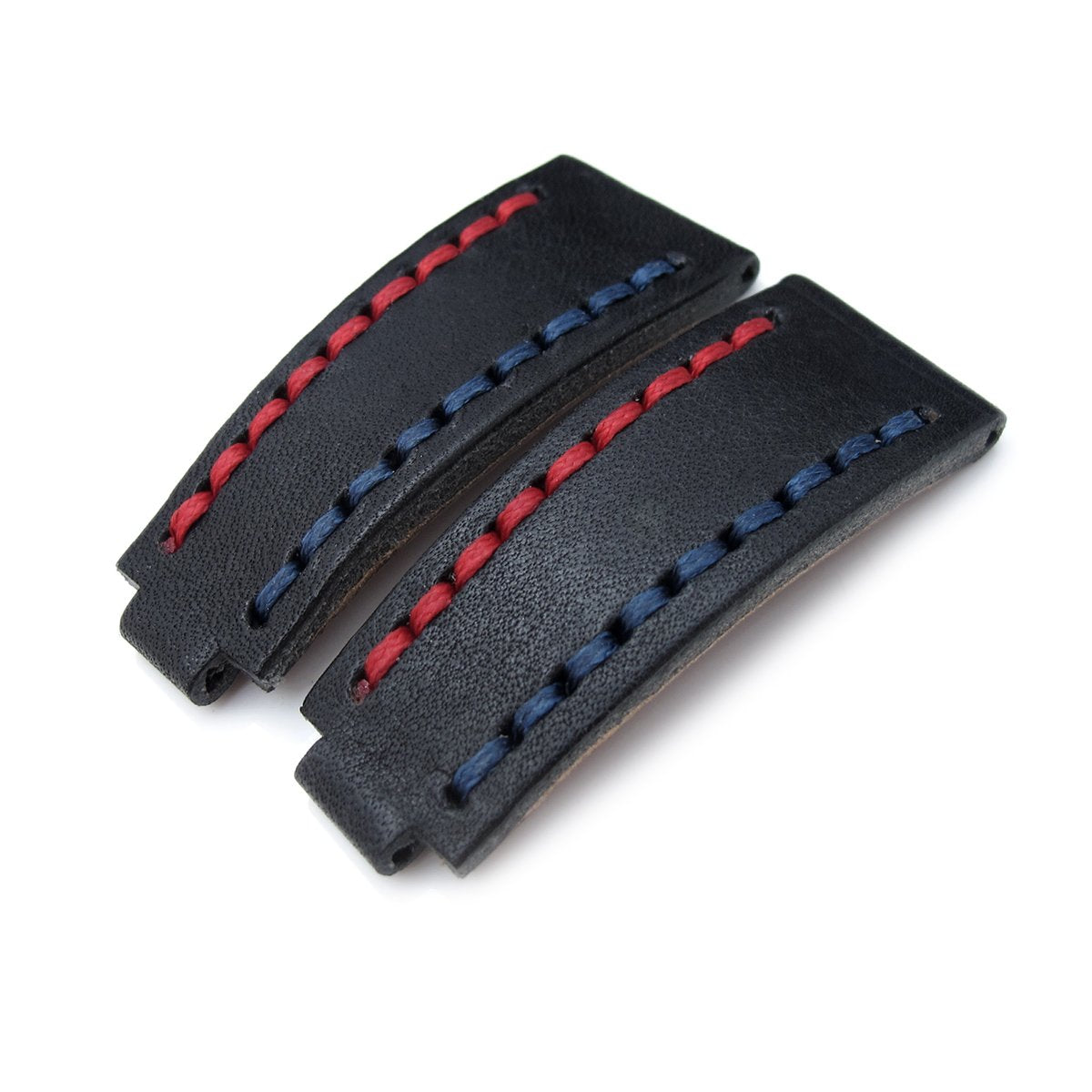 20mm MiLTAT RX &#39;X&#39; Collection Watch Strap NERO Black Genuine Calf Red + Navy Blue St. Tailor-made for RX SUB &amp; Explo Strapcode Watch Bands