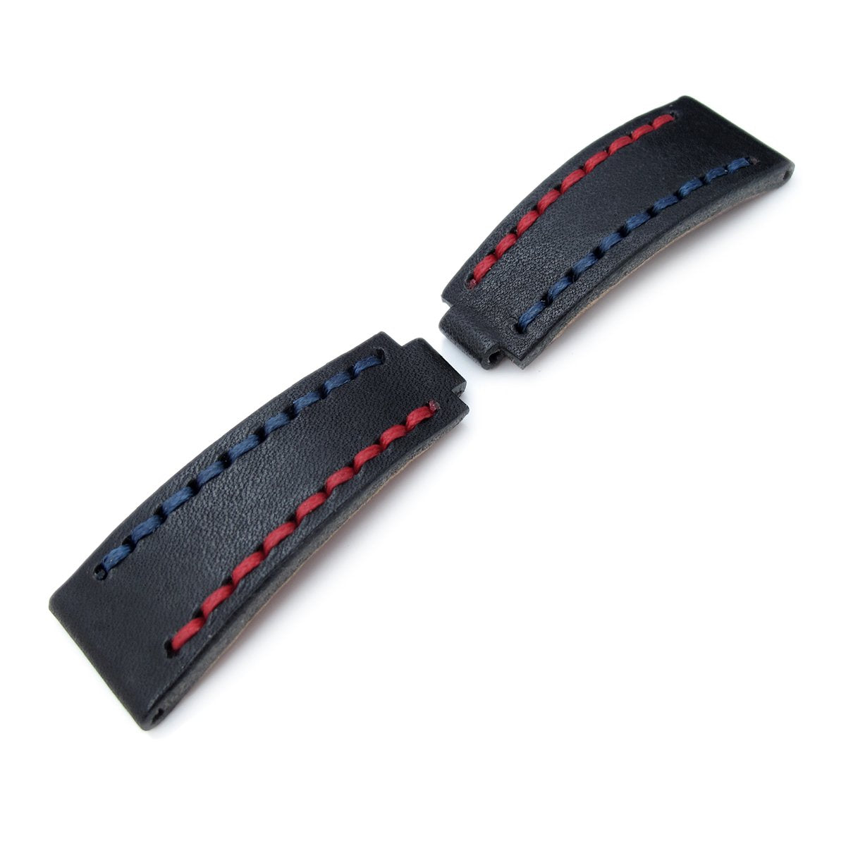 20mm MiLTAT RX 'X' Collection Watch Strap NERO Black Genuine Calf Red + Navy Blue St. Tailor-made for RX SUB & Explo Strapcode Watch Bands