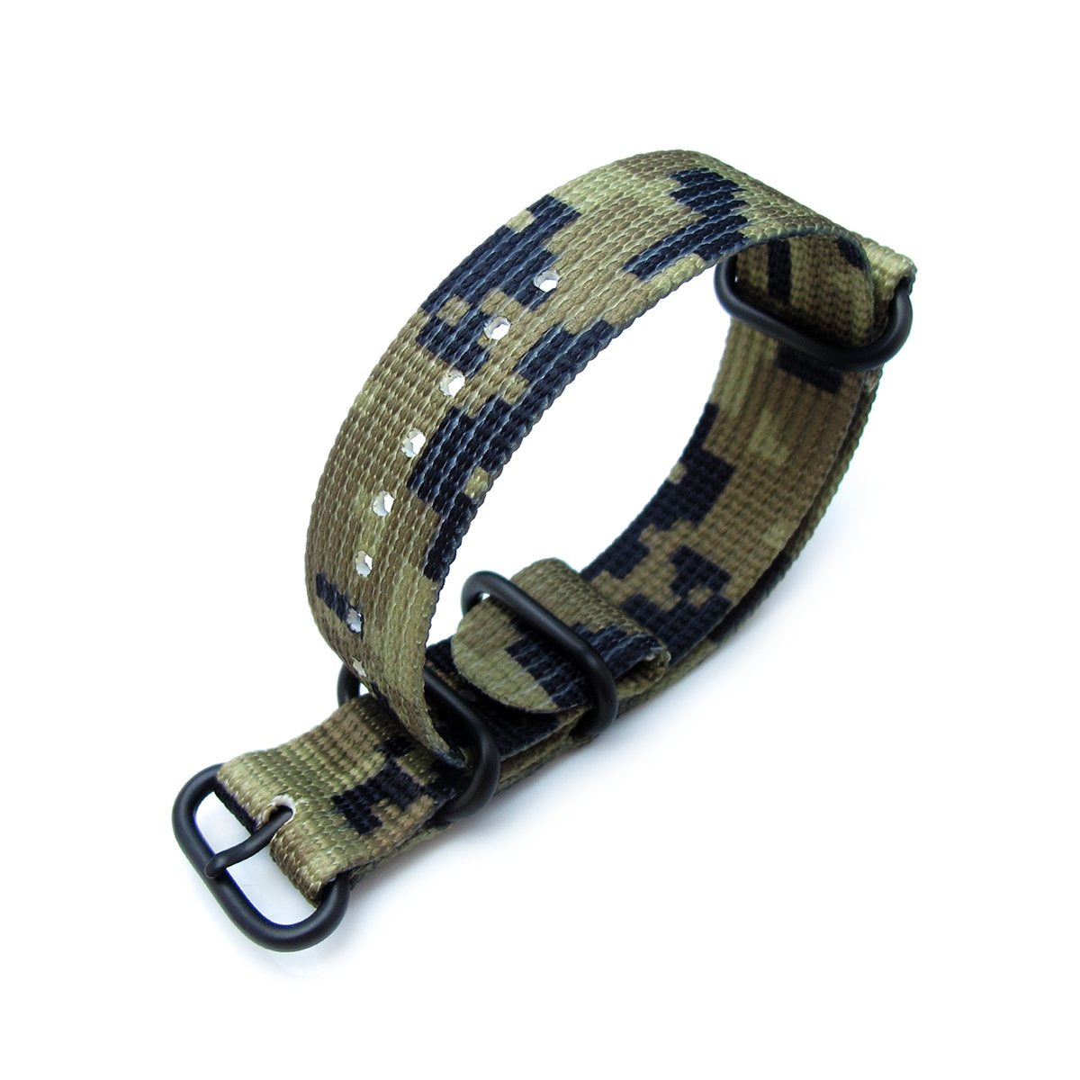 MiLTAT 21mm 3 Rings Zulu JB military watch strap 3D woven nylon armband Green Camouflage PVD Strapcode Watch Bands