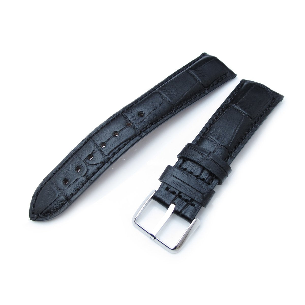 Navy Blue Crocodile Grained Leather Watch Strap – Carat & Co.