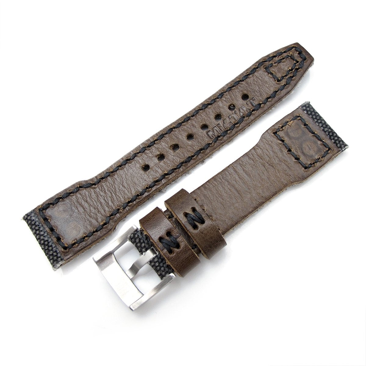 21mm 22mm MiLTAT Black Washed Canvas Watch Strap Rivet Military strap Strapcode Watch Bands