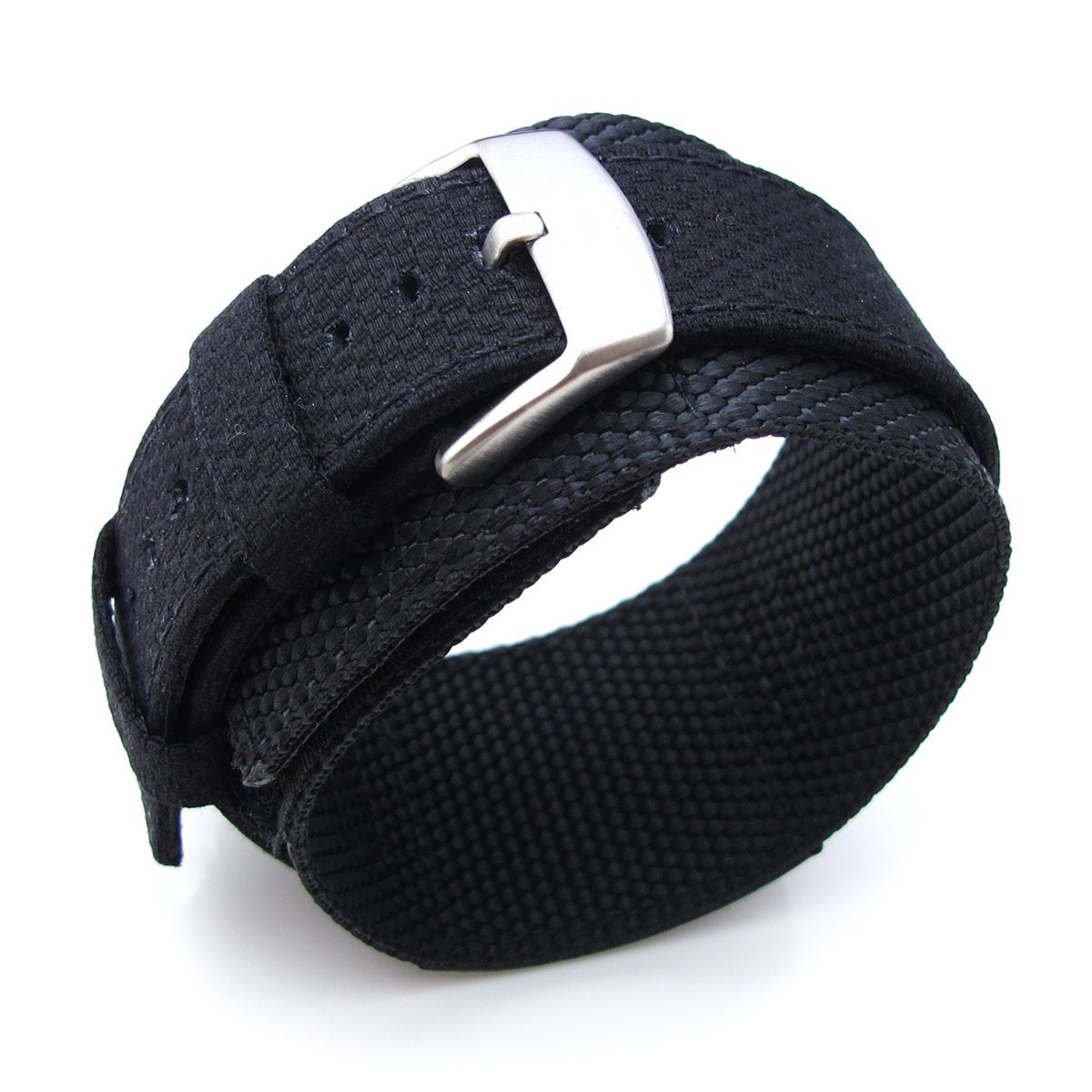 MiLTAT 21mm Double Layer Nylon Black Tactical Velcro Watch Strap Strapcode Watch Bands