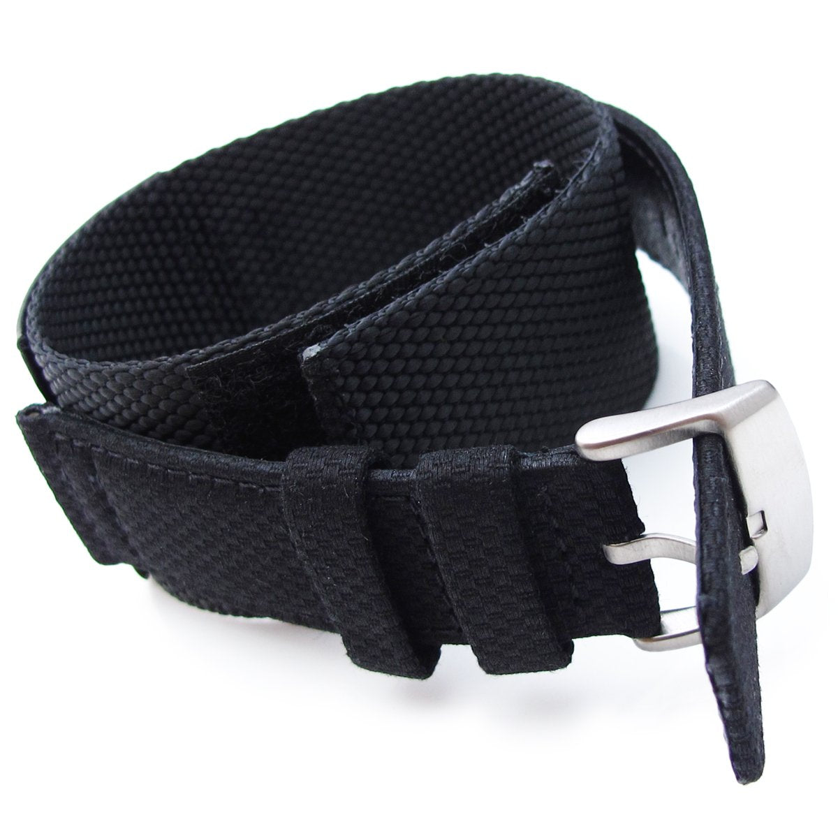 MiLTAT 21mm Double Layer Nylon Black Tactical Velcro Watch Strap Strapcode Watch Bands