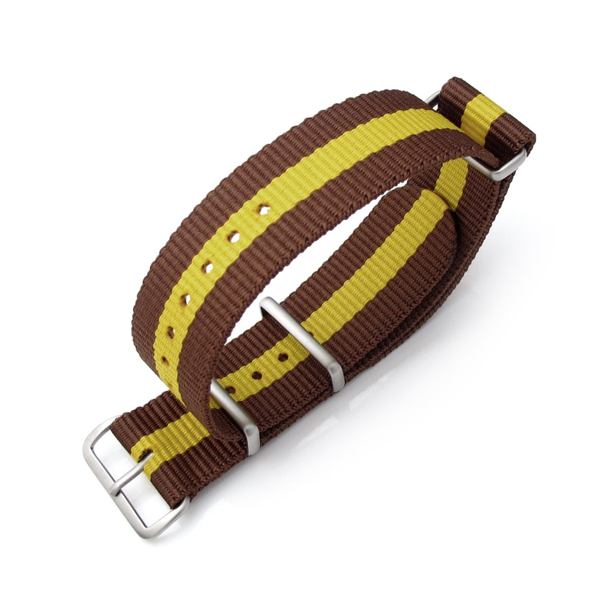 MiLTAT 20mm 22mm or 24mm G10 NATO Military Watch Strap Ballistic Nylon Armband Brushed Brown &amp; Yellow Strapcode Watch Bands