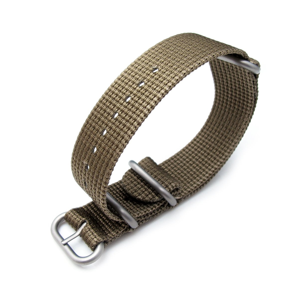 MiLTAT 20mm 22mm or 24mm 3 Rings Zulu military watch strap 3D woven nylon armband Khaki Brushed Hardware Strapcode Watch Bands