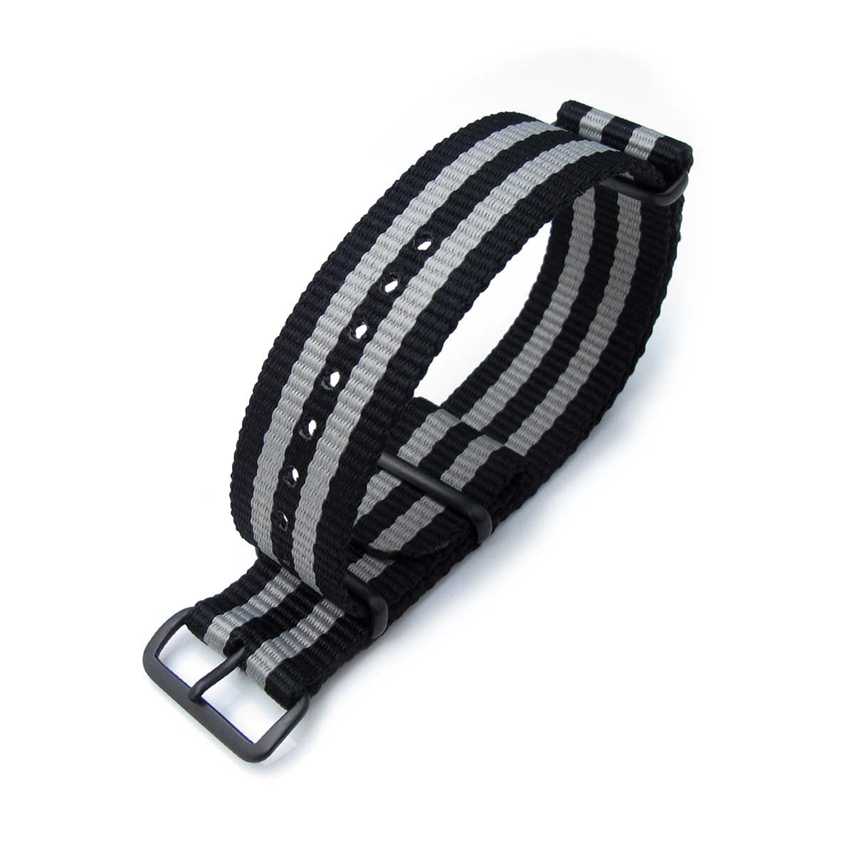 MiLTAT 22mm or 24mm G10 Military Watch Strap Ballistic Nylon Armband PVD Black &amp; Grey Stripes Strapcode Watch Bands