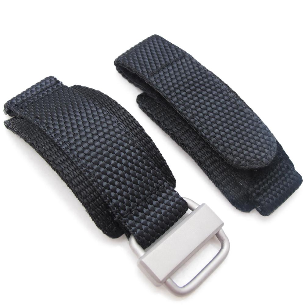 20mm 22mm MiLTAT Honeycomb Black Nylon Velcro Fastener Watch Strap Sandblasted Stainless Buckle XL Strapcode Watch Bands