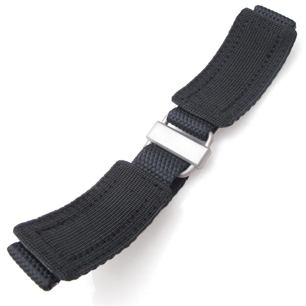 20mm 22mm MiLTAT Honeycomb Black Nylon Velcro Fastener Watch Strap Sandblasted Stainless Buckle XL Strapcode Watch Bands