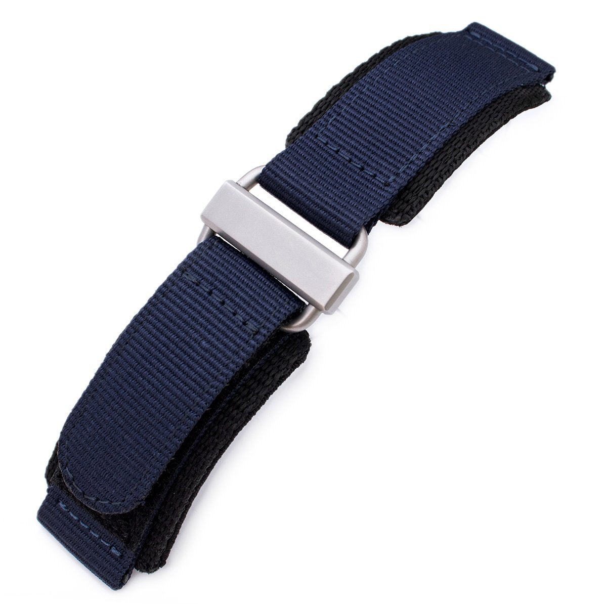 22mm MiLTAT Honeycomb Navy Blue Nylon Velcro Fastener Watch Strap Brushed Stainless Buckle Strapcode Watch Bands