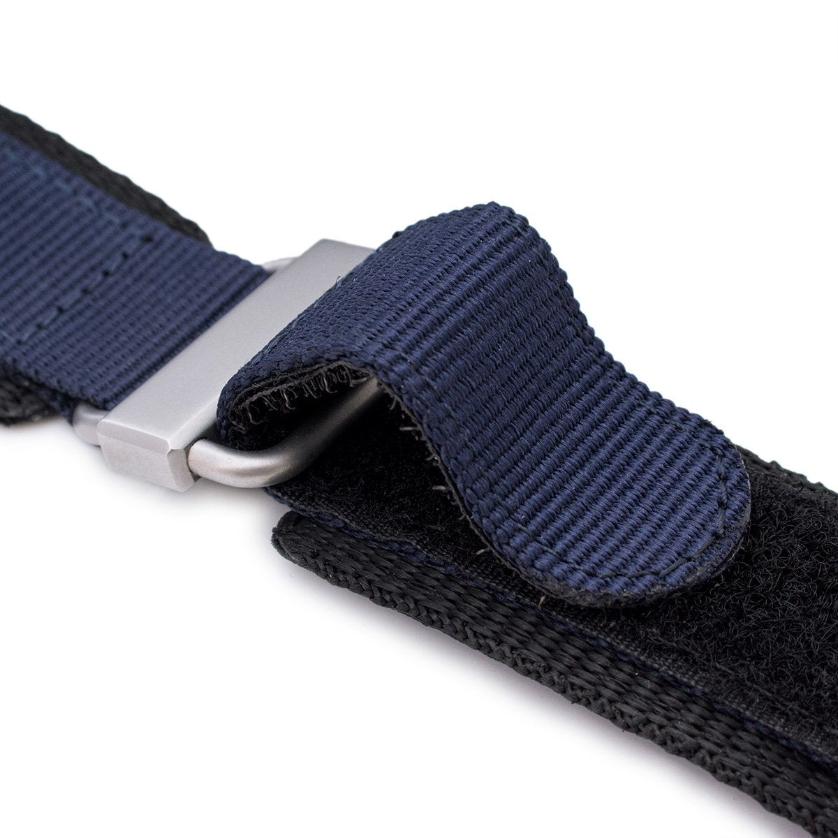 22mm MiLTAT Honeycomb Navy Blue Nylon Velcro Fastener Watch Strap Brushed Stainless Buckle Strapcode Watch Bands