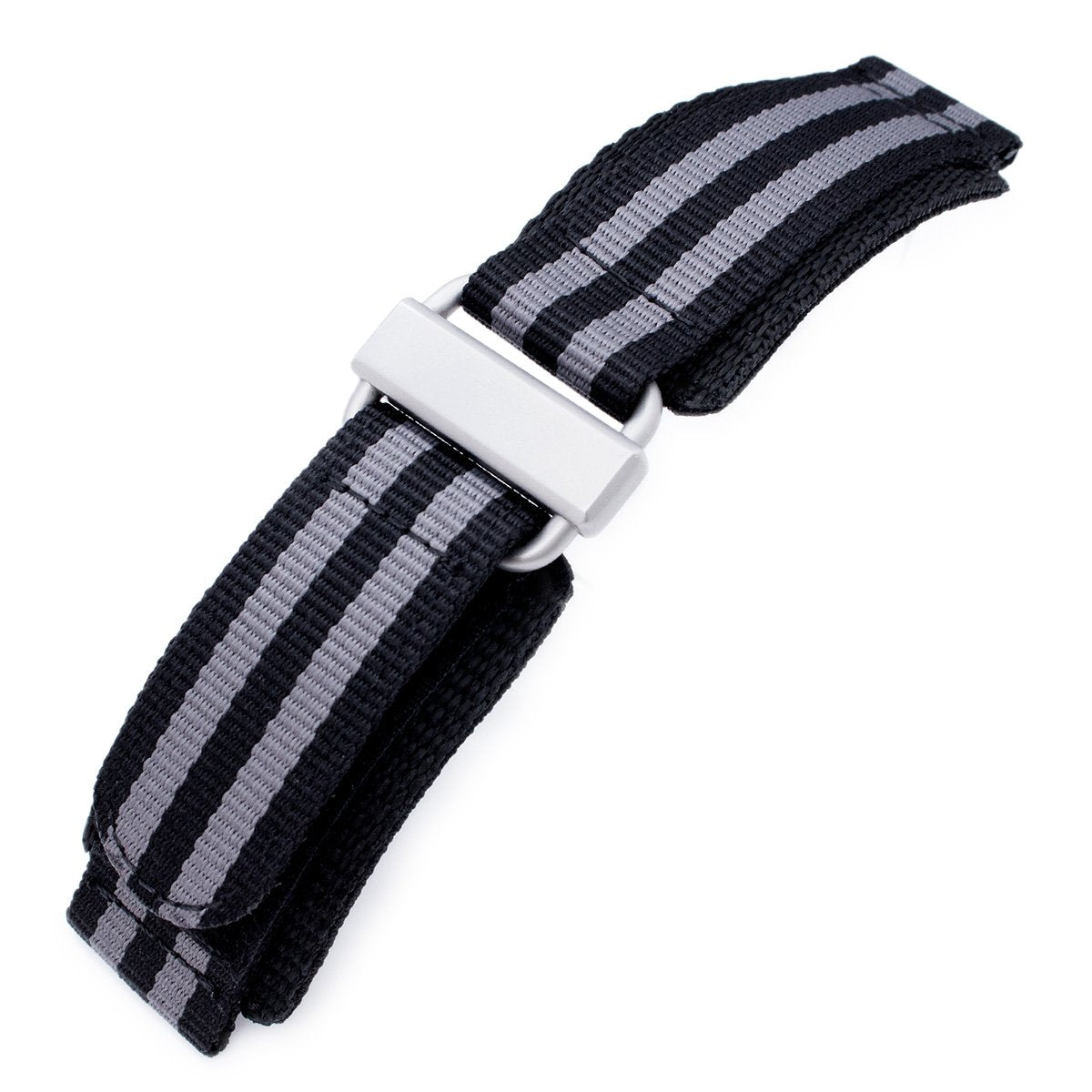 22mm MiLTAT Black & Grey NyJBB Nylon Velcro Fastener Watch Strap Sandblasted Buckle Strapcode Watch Bands