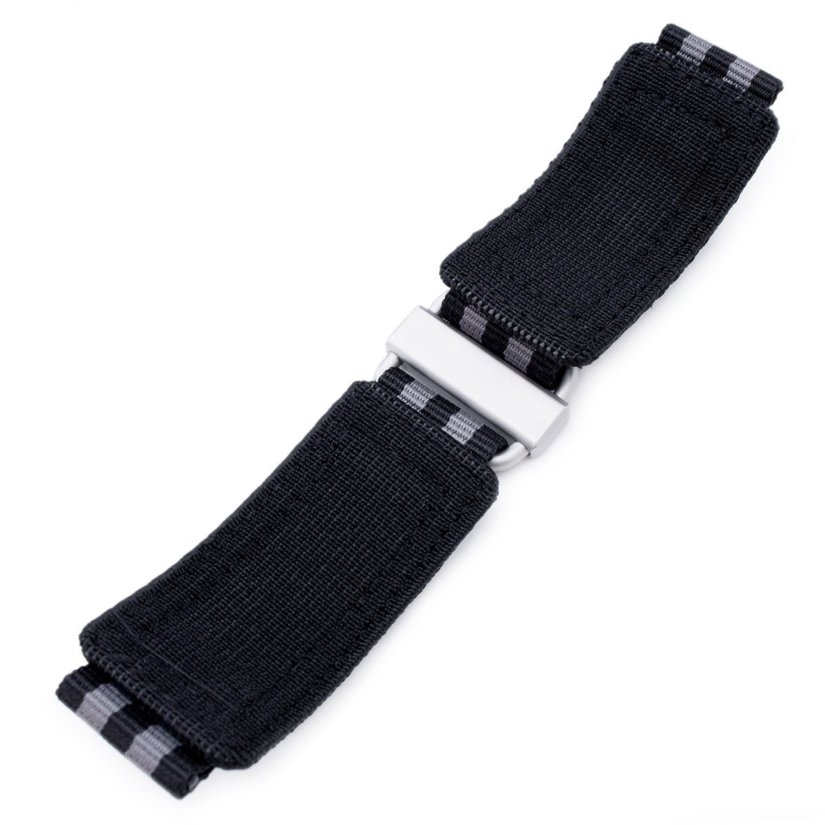 22mm MiLTAT Black & Grey NyJBB Nylon Hoop and loop Fastener Watch Strap Sandblasted Buckle Strapcode Watch Bands