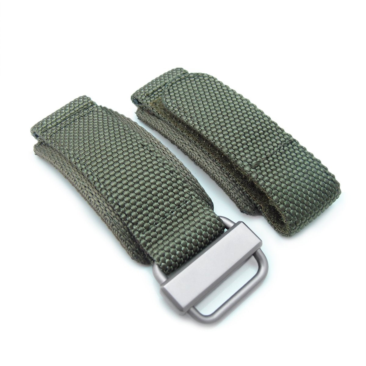22mm MiLTAT Honeycomb Military Green Nylon Velcro Fastener Watch Strap Brushed Stainless Buckle XL Strapcode Watch Bands