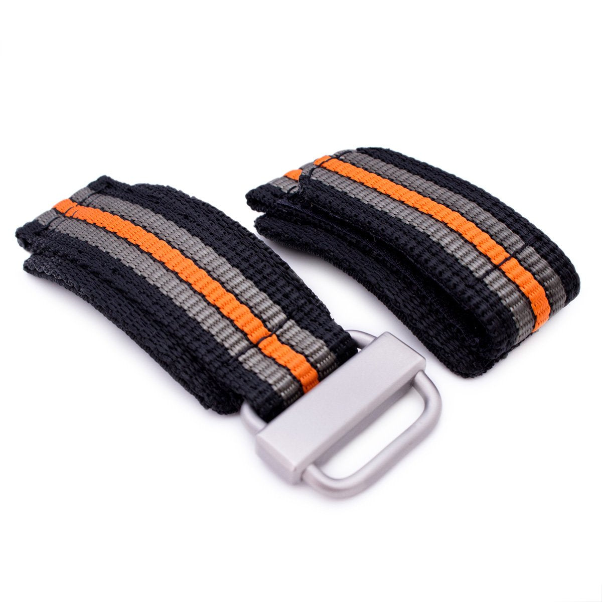 22mm MiLTAT Black, Khaki & Orange Stripes 3-D Nylon Velcro Fastener Wa -  Strapcode