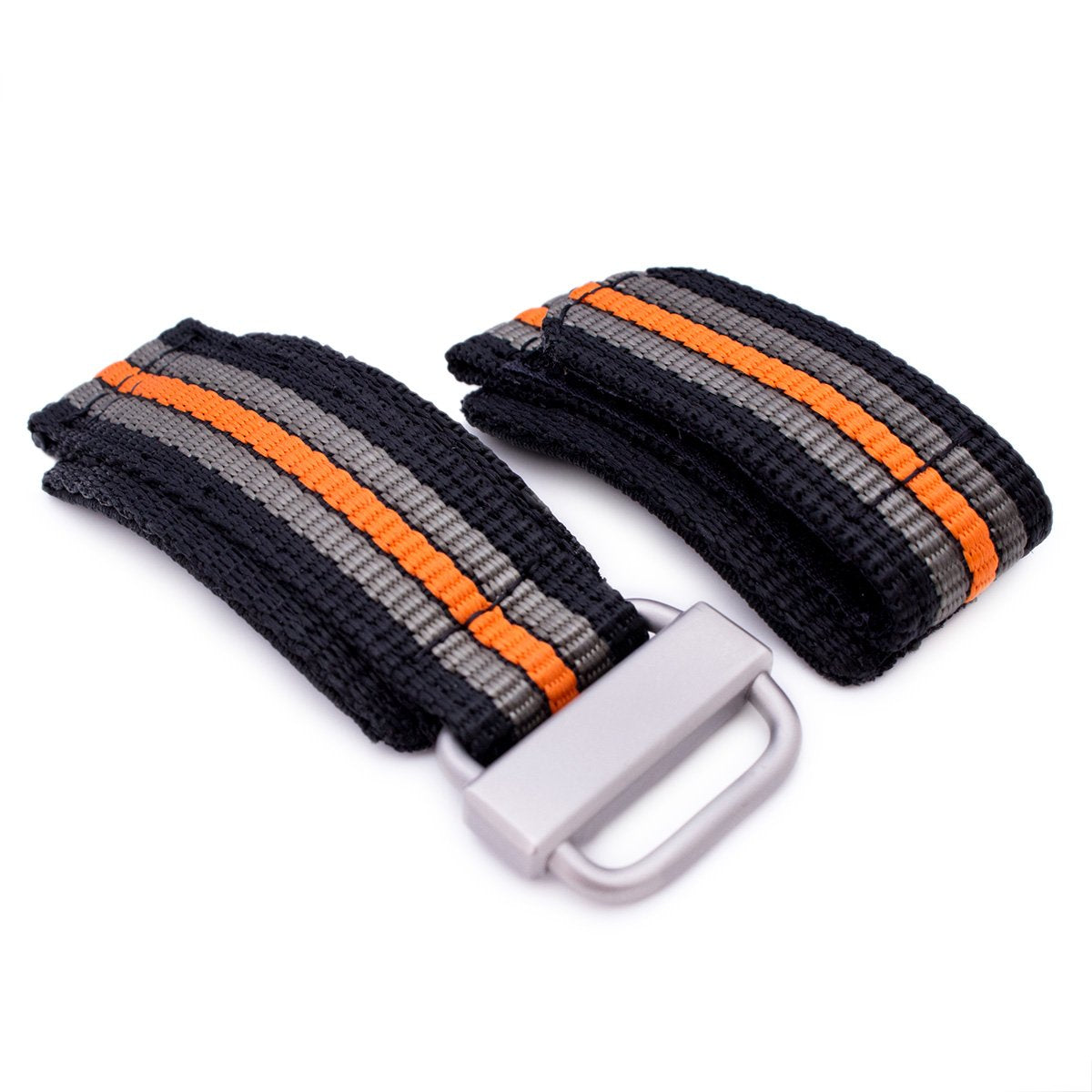 22mm MiLTAT Black Khaki & Orange Stripes 3-D Nylon Hoop and loop Fastener Watch Strap Sandblasted Buckle Strapcode Watch Bands