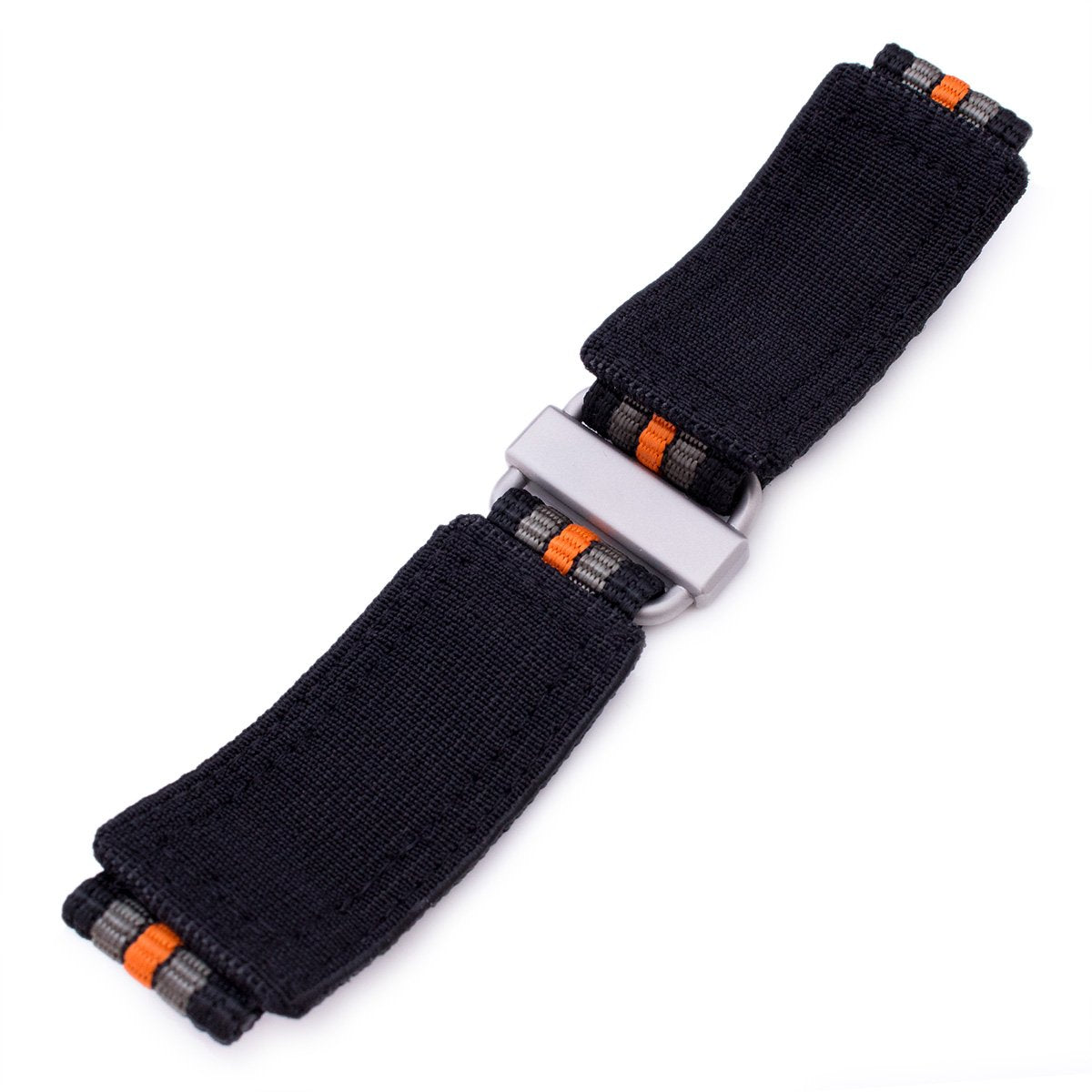 22mm MiLTAT Black Khaki & Orange Stripes 3-D Nylon Velcro Fastener Watch Strap Sandblasted Buckle Strapcode Watch Bands
