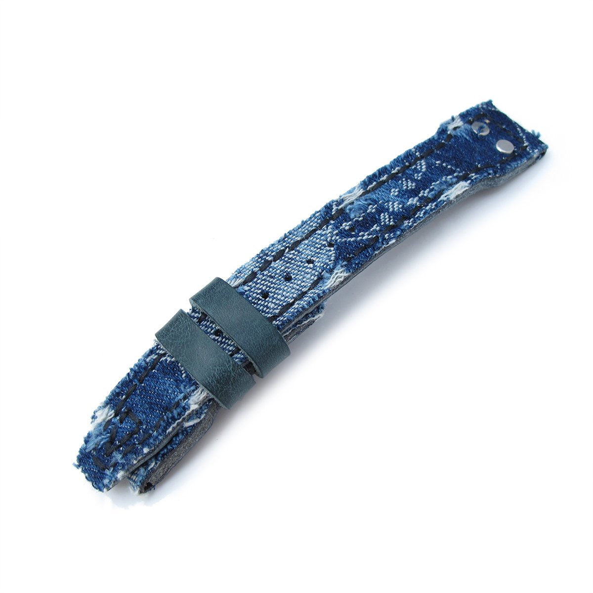 22mm MiLTAT Blue Distressed Denim IWC Big Pilot replacement Strap Rivet Lug Strapcode Watch Bands