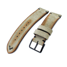 20mm 21mm 22mm MiLTAT Grey Green Genuine Nubuck Leather Watch Strap Black Stitching PVD Buckle Strapcode Watch Bands