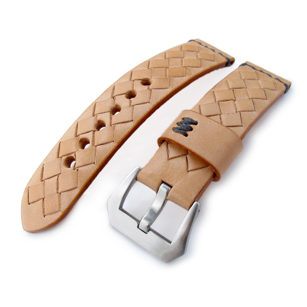 MiLTAT Zizz Collection 22mm Braided Calf Leather Watch Strap, LV
