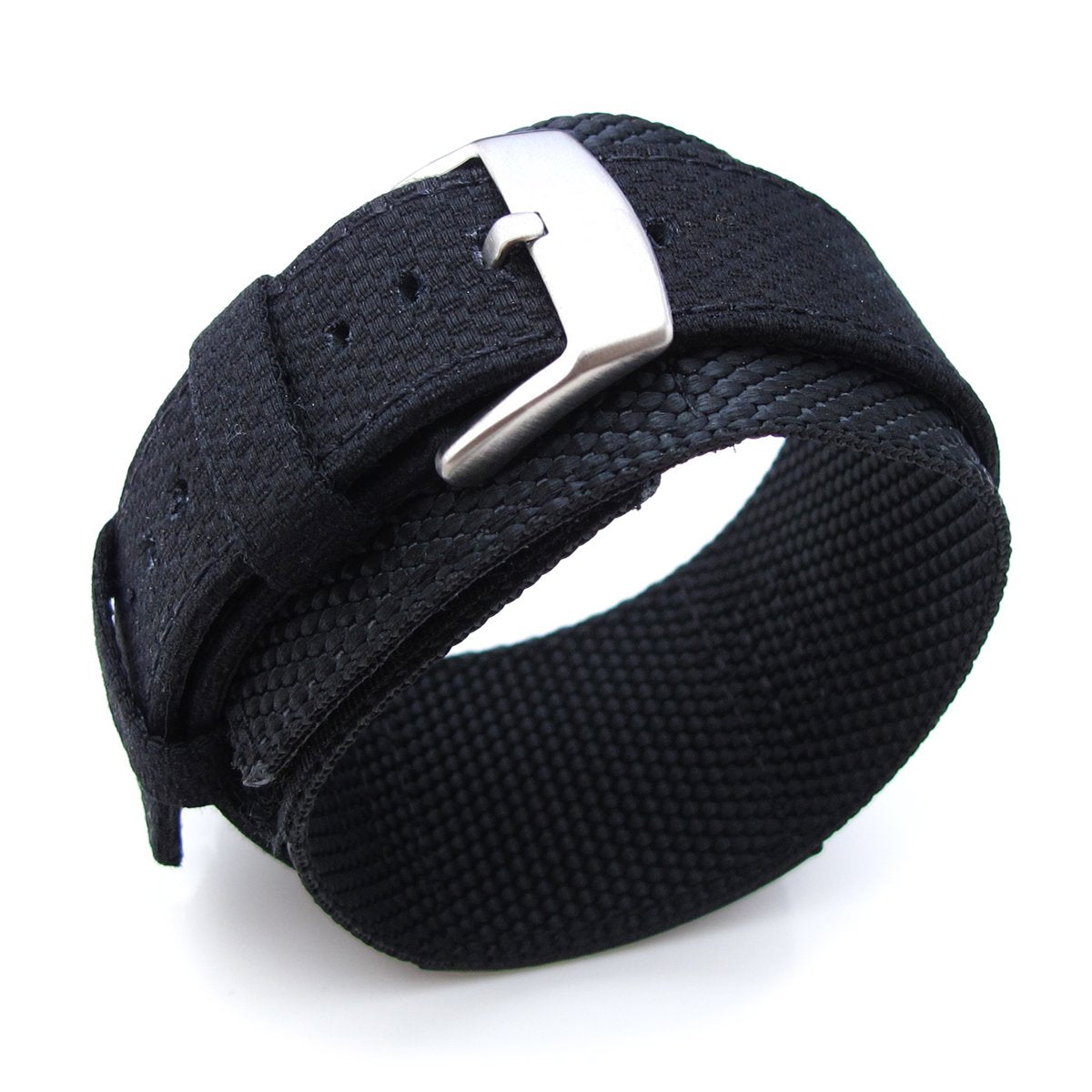 MiLTAT 24mm Double Layer Nylon Black Tactical Velcro Watch Strap, desi -  Strapcode