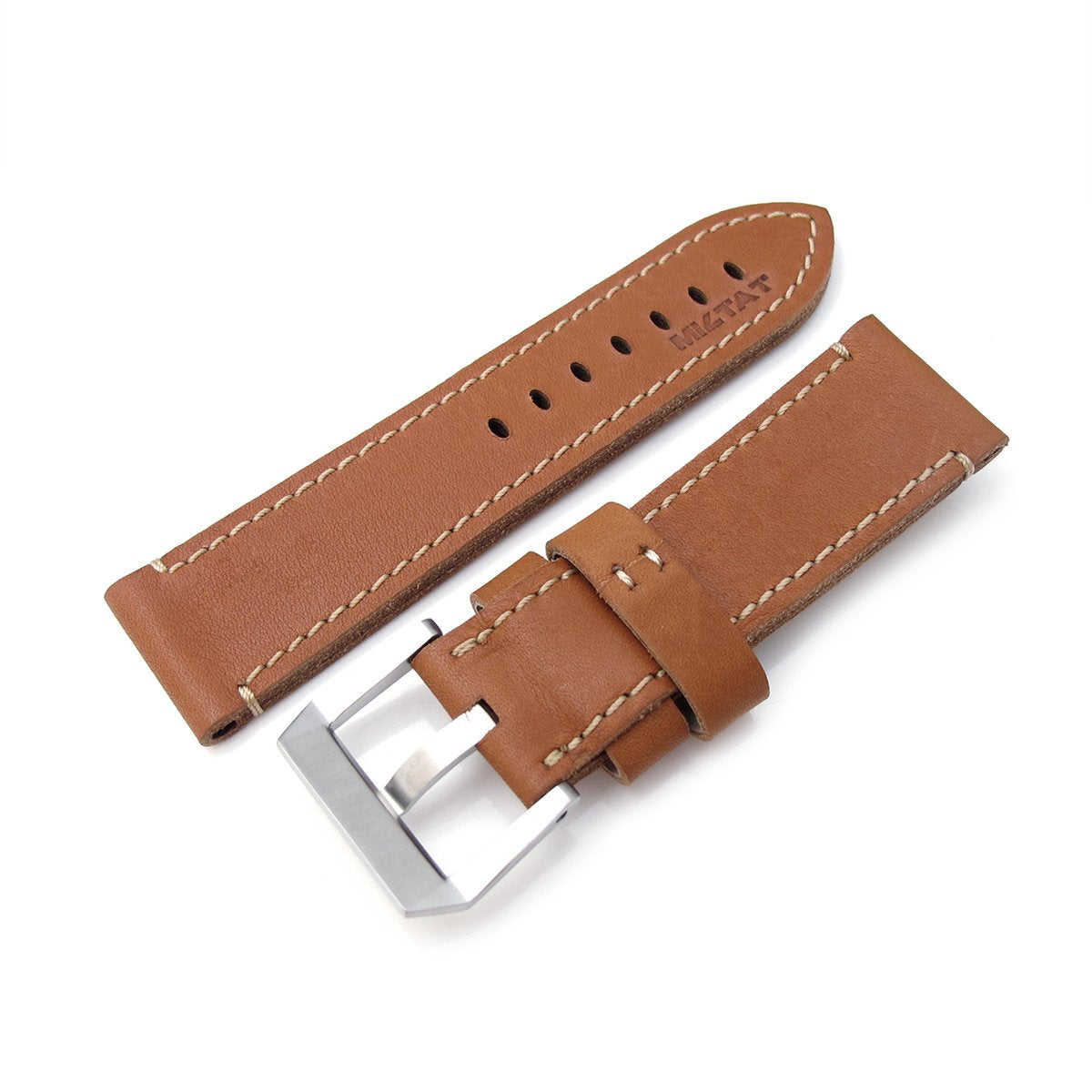 26mm MiLTAT Cashmere Calf Tan Color Watch Strap Beige Hand Stitching Strapcode Watch Bands
